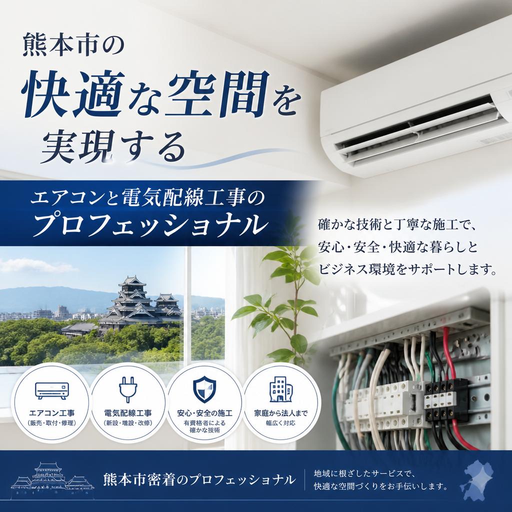熊本市の快適な空間を実現するエアコンと電気配線工事のプロフェッショナル